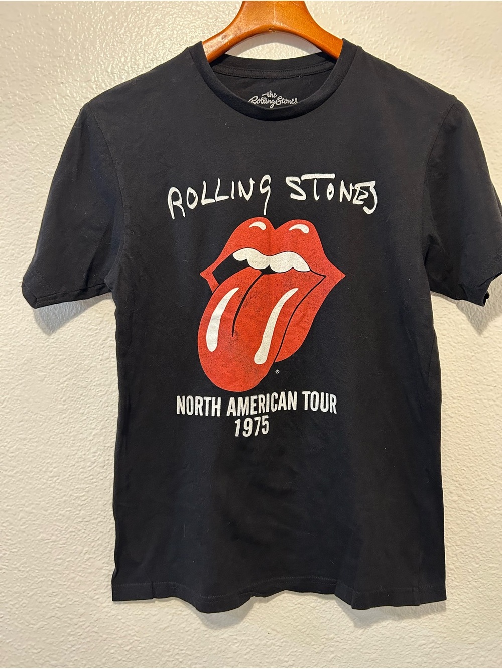 the Rolling Stones Black Kids' Tour Tee with Red Tongue Graphic